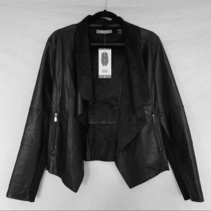 Faux Leather Drape Jacket | Bagatelle | Sz L